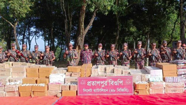 সিলেটে বিপুল পরিমাণ ভারতীয় পণ্য জব্দ